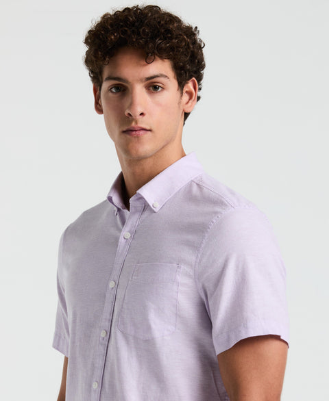 Linen Blend Button-Down Shirt-Shirts-Original Penguin