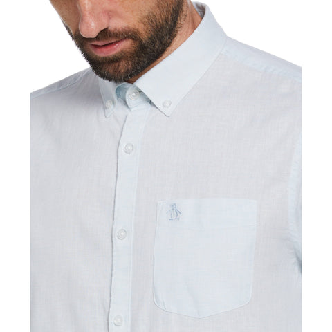 Linen Blend Shirt (Cerulean) 