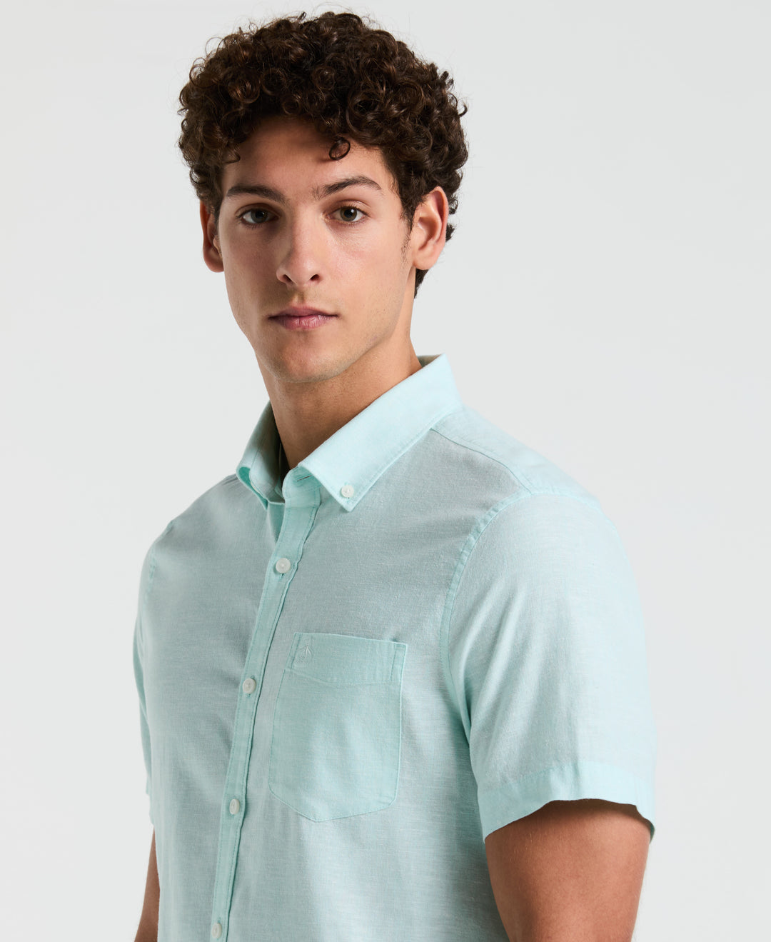 Linen Blend Shirt (Blue Tint) 