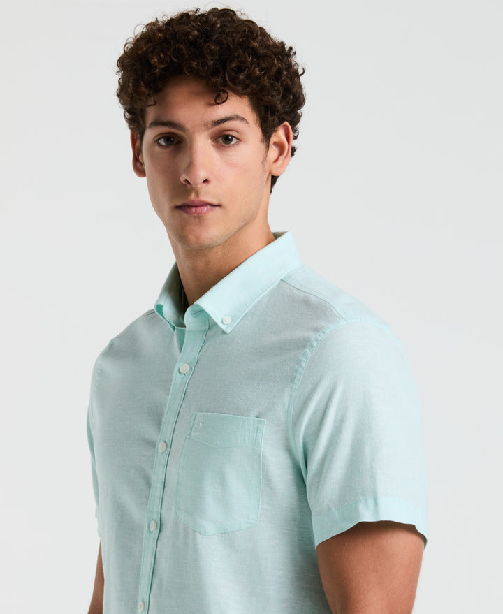 Linen Blend Shirt (Blue Tint) 