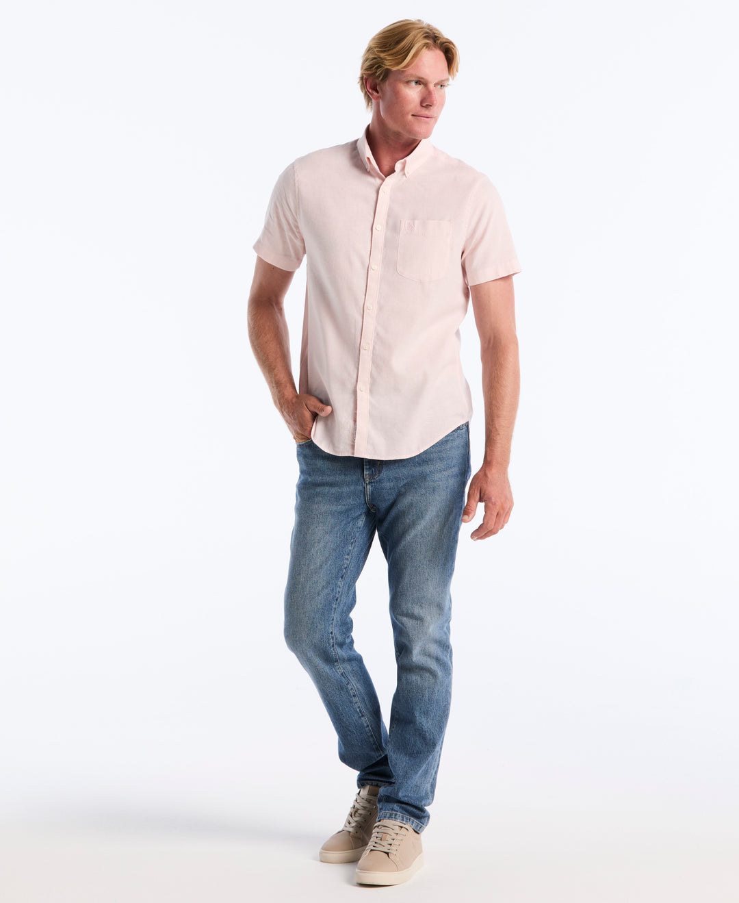 Linen Blend Shirt (Parfait Pink) 