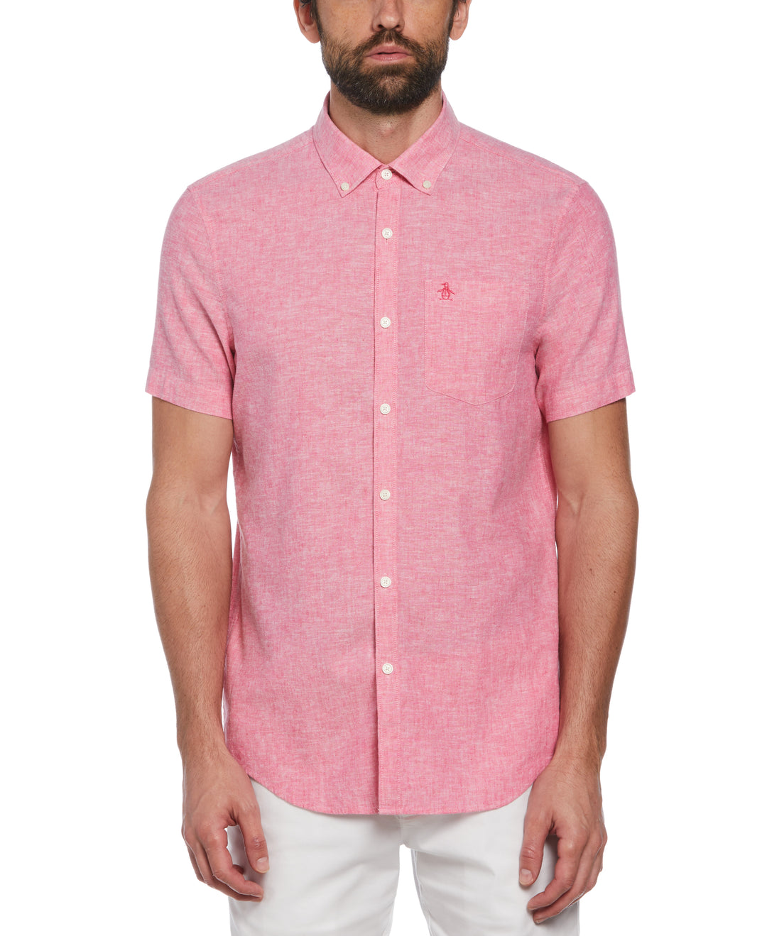 Linen Blend Shirt (Raspberry Sorbet) 
