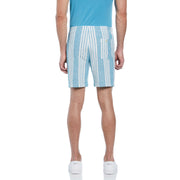 7.5" Cotton Linen Vertical Stripe Print Slim Fit Short (Blue Moon) 