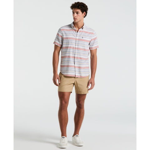 Linen Blend Yard Stripe Shirt (Bright White) 