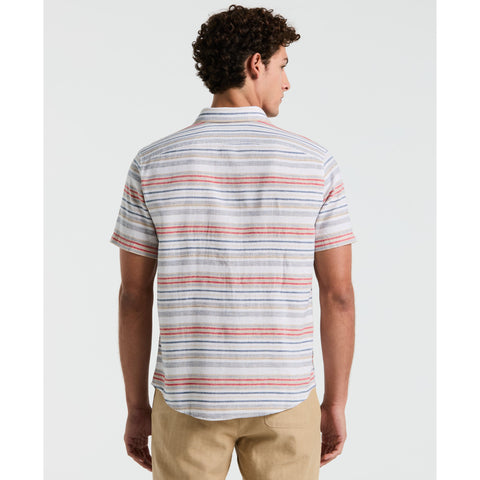 Linen Blend Yard Stripe Shirt (Bright White) 