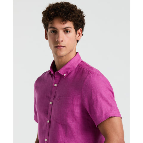 Linen Button-Down Shirt with Chest Pocket-Shirts-Original Penguin