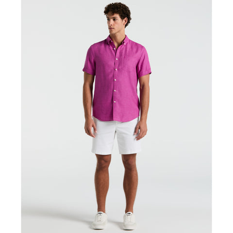 Linen Button-Down Shirt with Chest Pocket-Shirts-Original Penguin