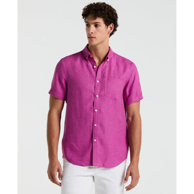 Linen Button-Down Shirt with Chest Pocket-Shirts-Vivid Viola-XS-Original Penguin