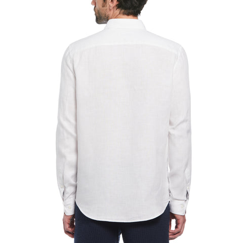 Delave Linen Long Sleeve Button-Down Shirt (Bright White) 