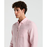 Delave Linen Button-Down Shirt (Parfait Pink) 