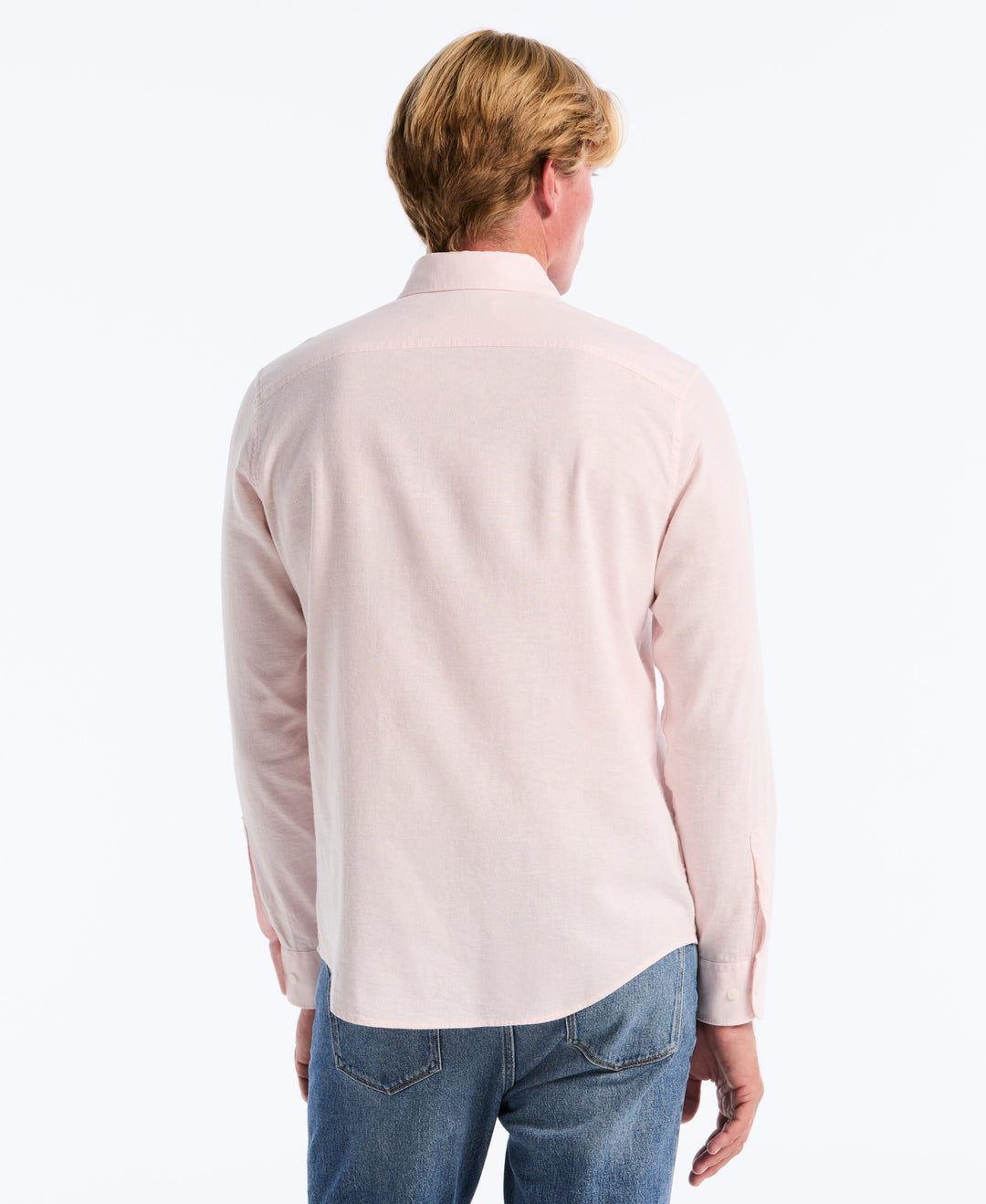 Linen Long Sleeve Button-Down Shirt (Parfait Pink) 