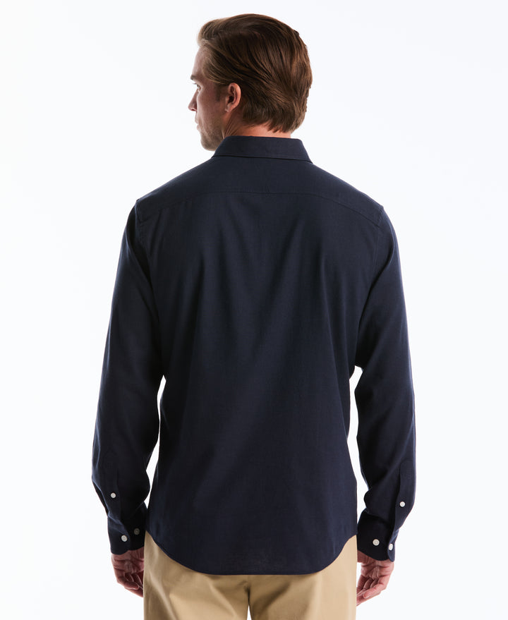 Linen Long Sleeve Button-Down Shirt (Dark Sapphire) 