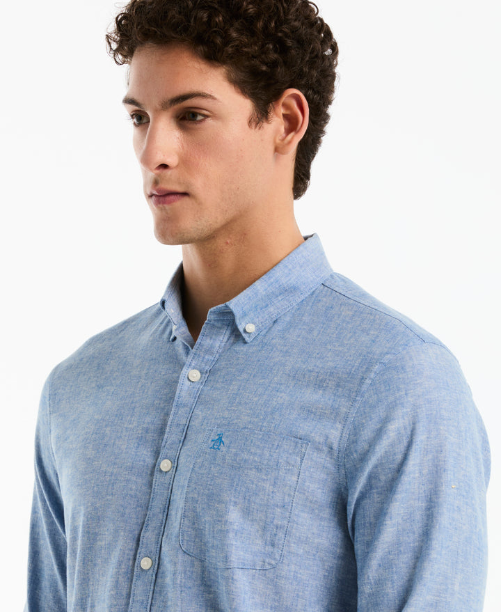 Linen Long Sleeve Button-Down Shirt (Daphne) 