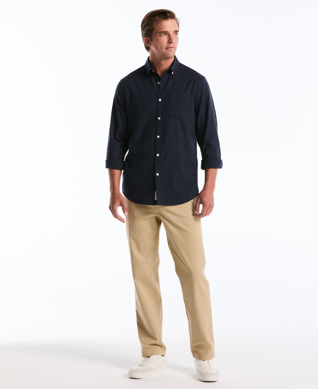 Linen Long Sleeve Button-Down Shirt (Dark Sapphire) 