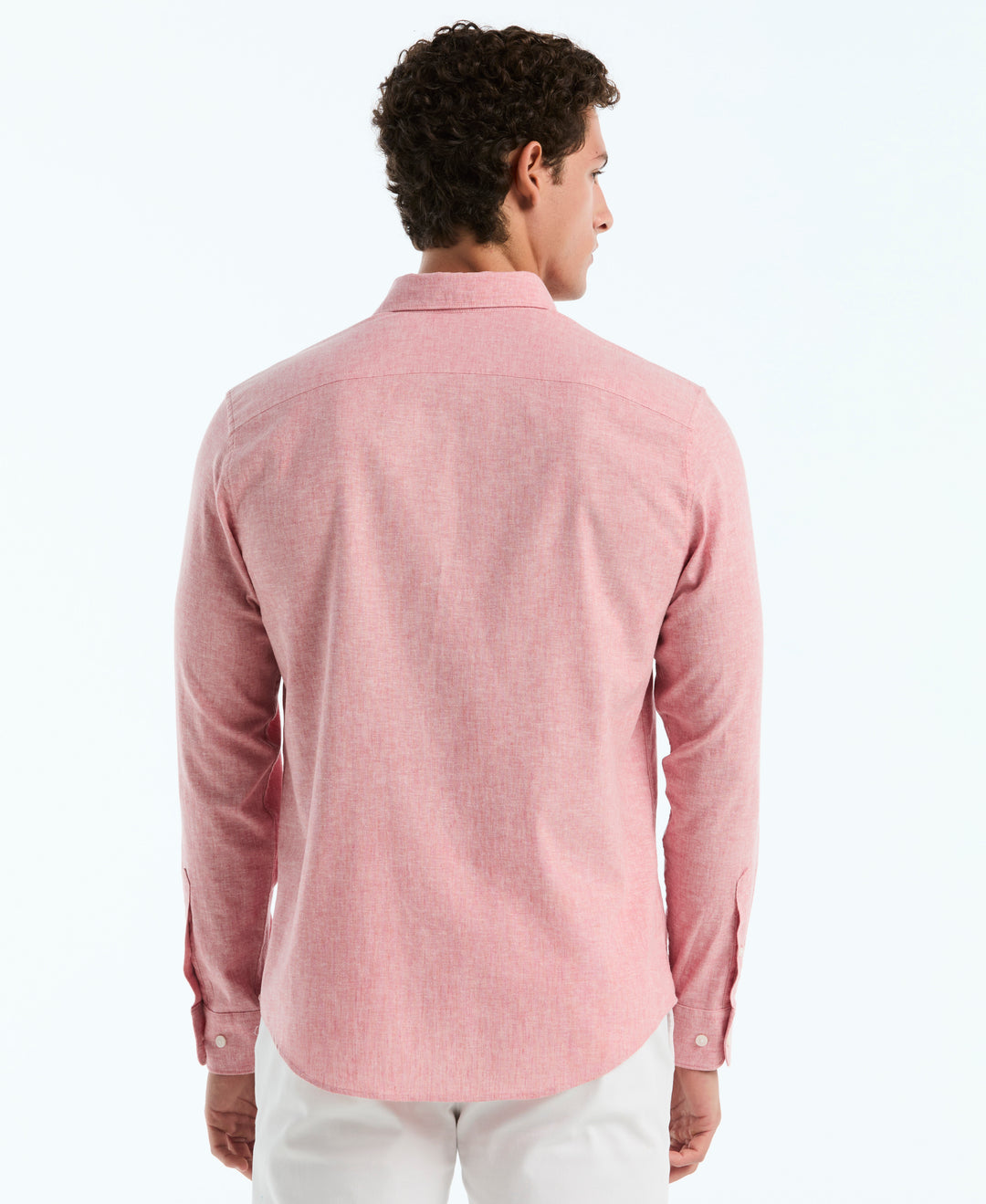 Linen Long Sleeve Button-Down Shirt (Faded Rose) 