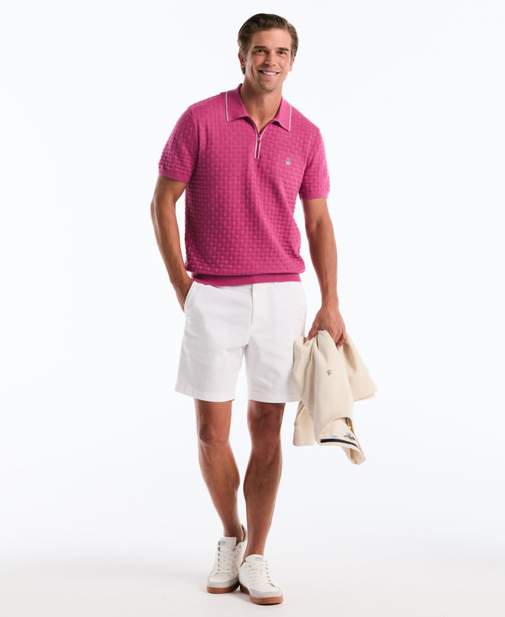 Cotton Links Stitch 1/4 Zip Polo Sweater (Magenta Haze) 