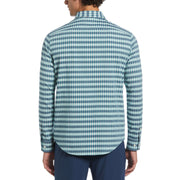 Long Sleeve Eco Chambray Stretch Plaid Shirt (Blue Haze) 