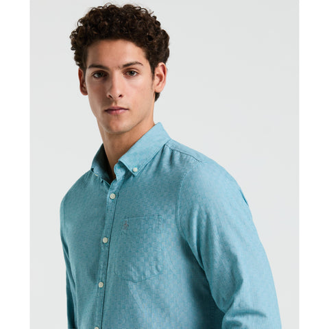 Long Sleeve EcoVero Tonal Check Shirt (Exotic Plume) 