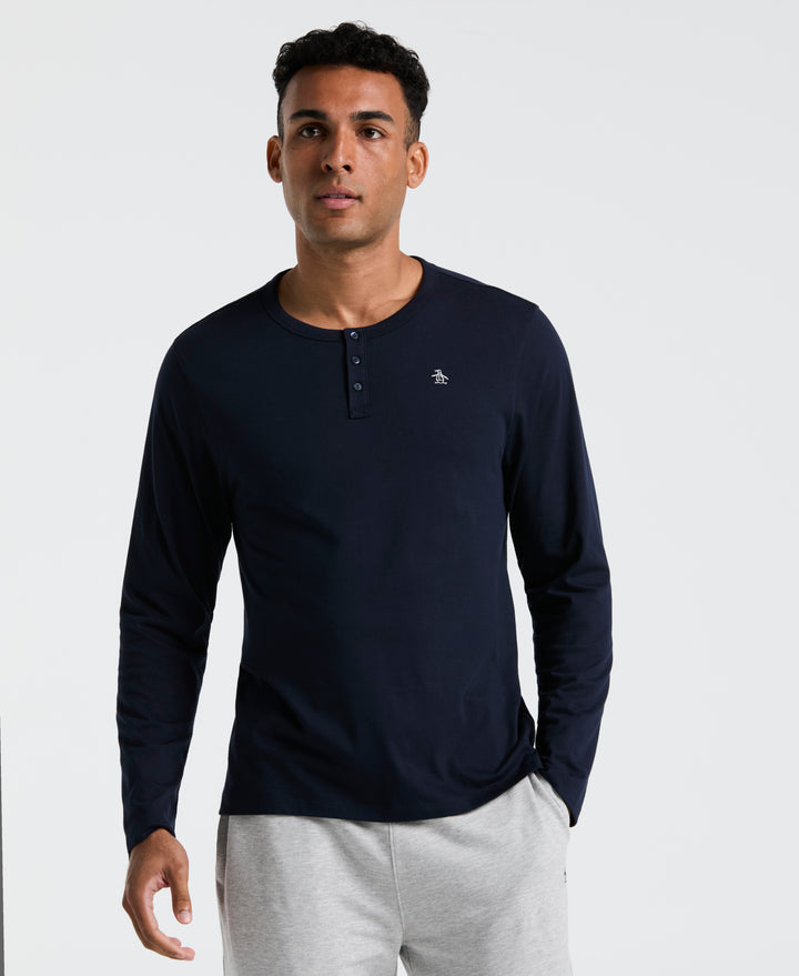 Long Sleeve Henley Shirt (Dark Sapphire) 