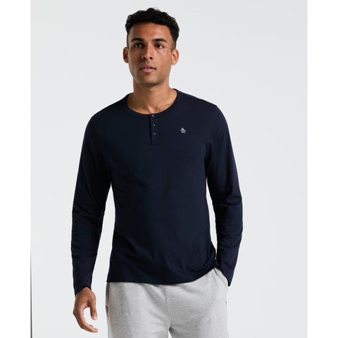 Long Sleeve Henley Shirt (Dark Sapphire) 