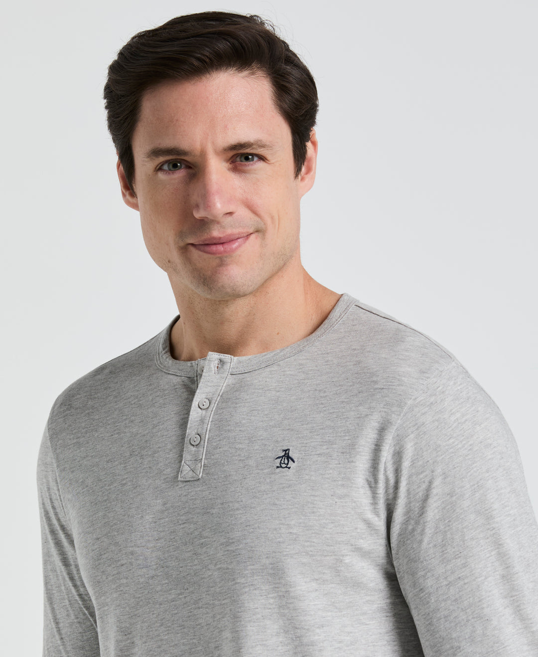 Long Sleeve Henley Shirt (Pearl Grey Heather) 