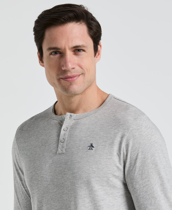 Long Sleeve Henley Shirt (Pearl Grey Heather) 