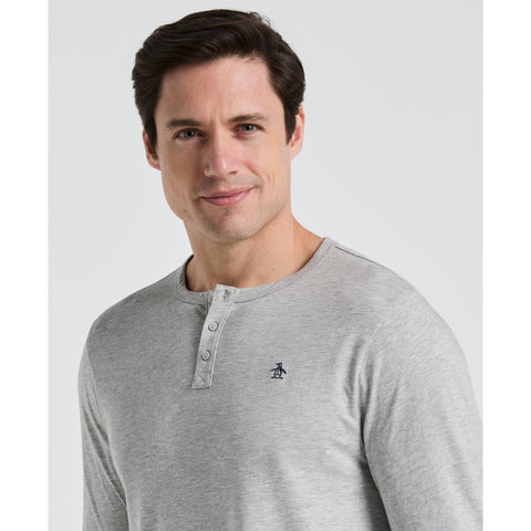 Long Sleeve Henley Shirt (Pearl Grey Heather) 