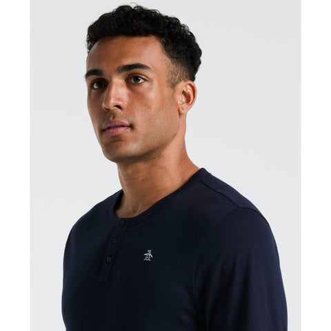 Long Sleeve Henley Shirt (Dark Sapphire) 