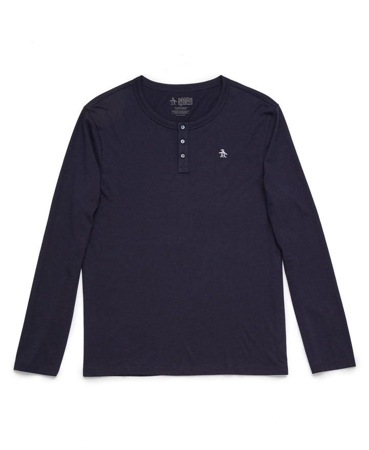 Long Sleeve Henley Shirt (Dark Sapphire) 
