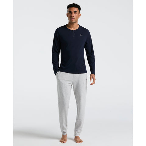Long Sleeve Henley Shirt (Dark Sapphire) 