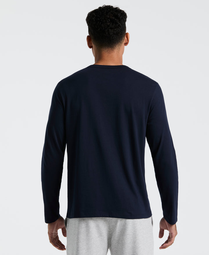 Long Sleeve Henley Shirt (Dark Sapphire) 