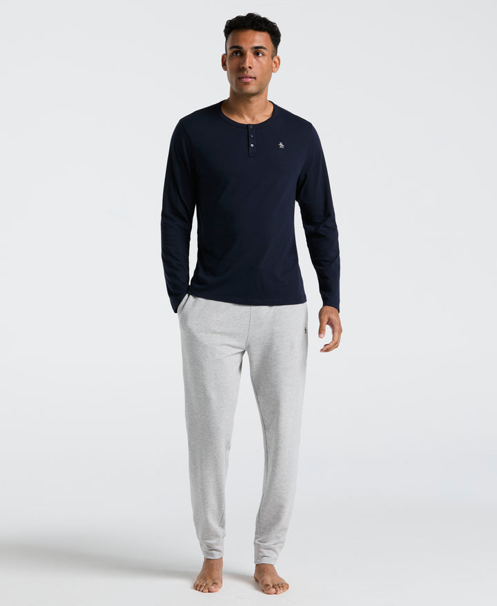 Long Sleeve Henley Shirt (Dark Sapphire) 