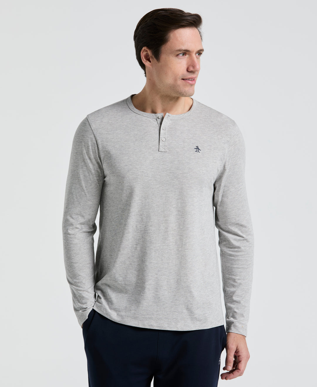 Long Sleeve Henley Shirt (Pearl Grey Heather) 