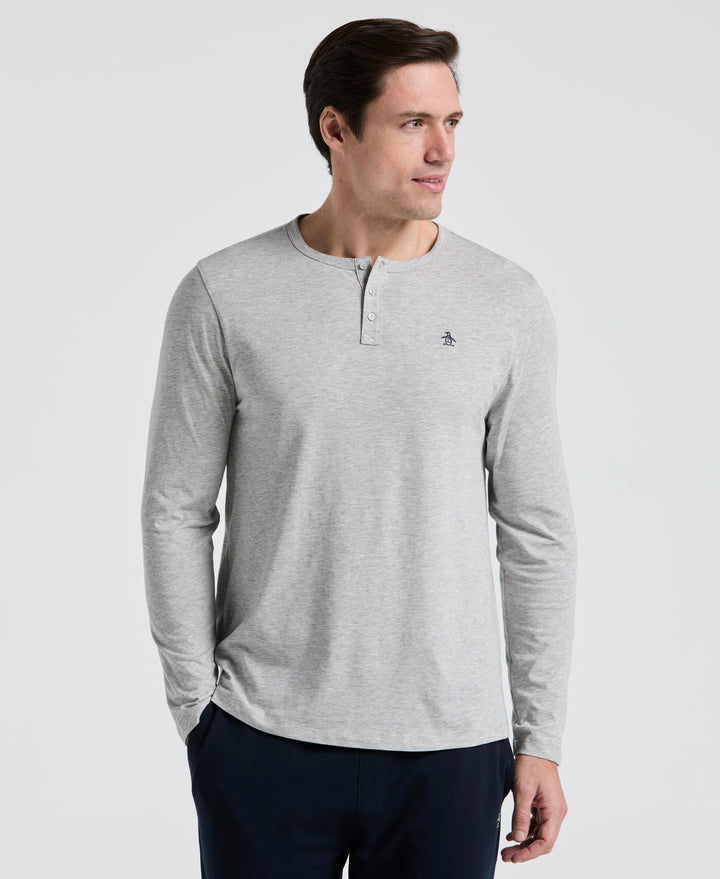 Long Sleeve Henley Shirt (Pearl Grey Heather) 