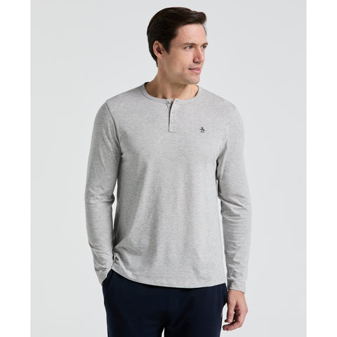 Long Sleeve Henley Shirt (Pearl Grey Heather) 