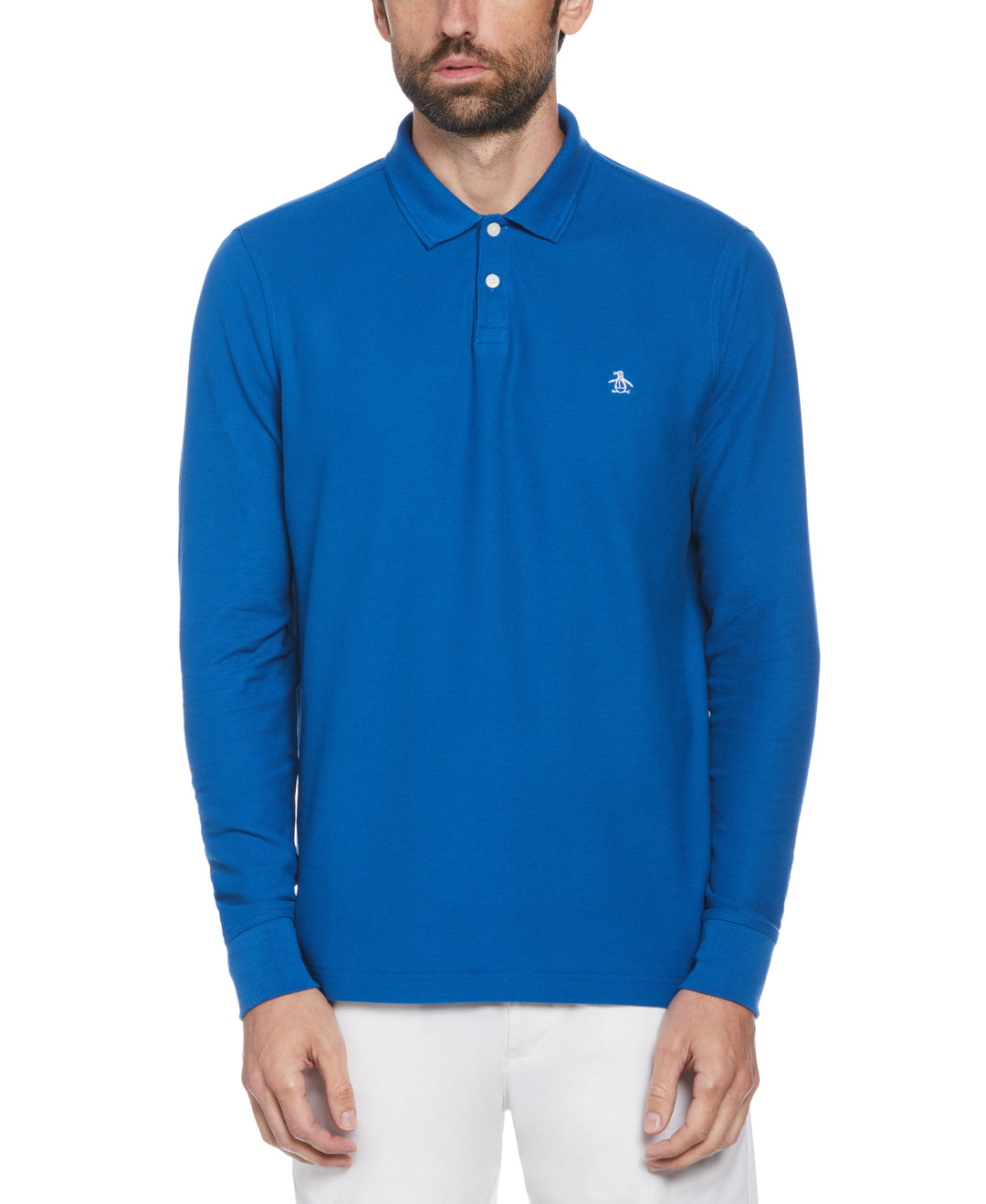 Long Sleeve Pique Polo (Classic Blue) 