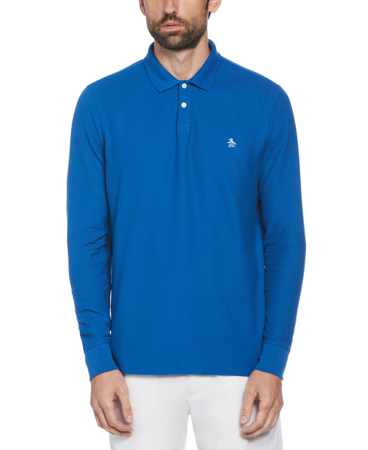 Long Sleeve Pique Polo (Classic Blue) 