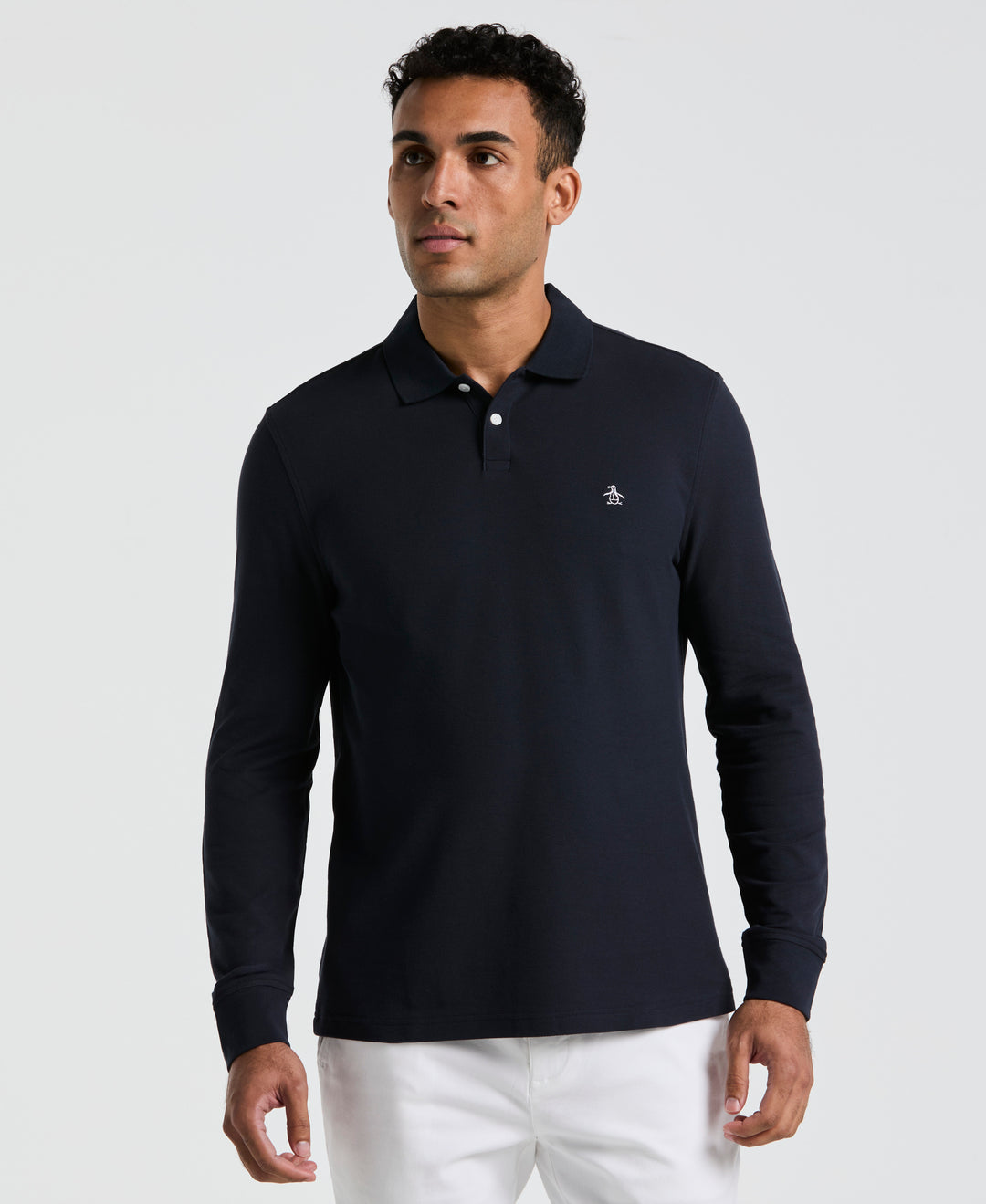Long Sleeve Pique Polo (Dark Sapphire) 