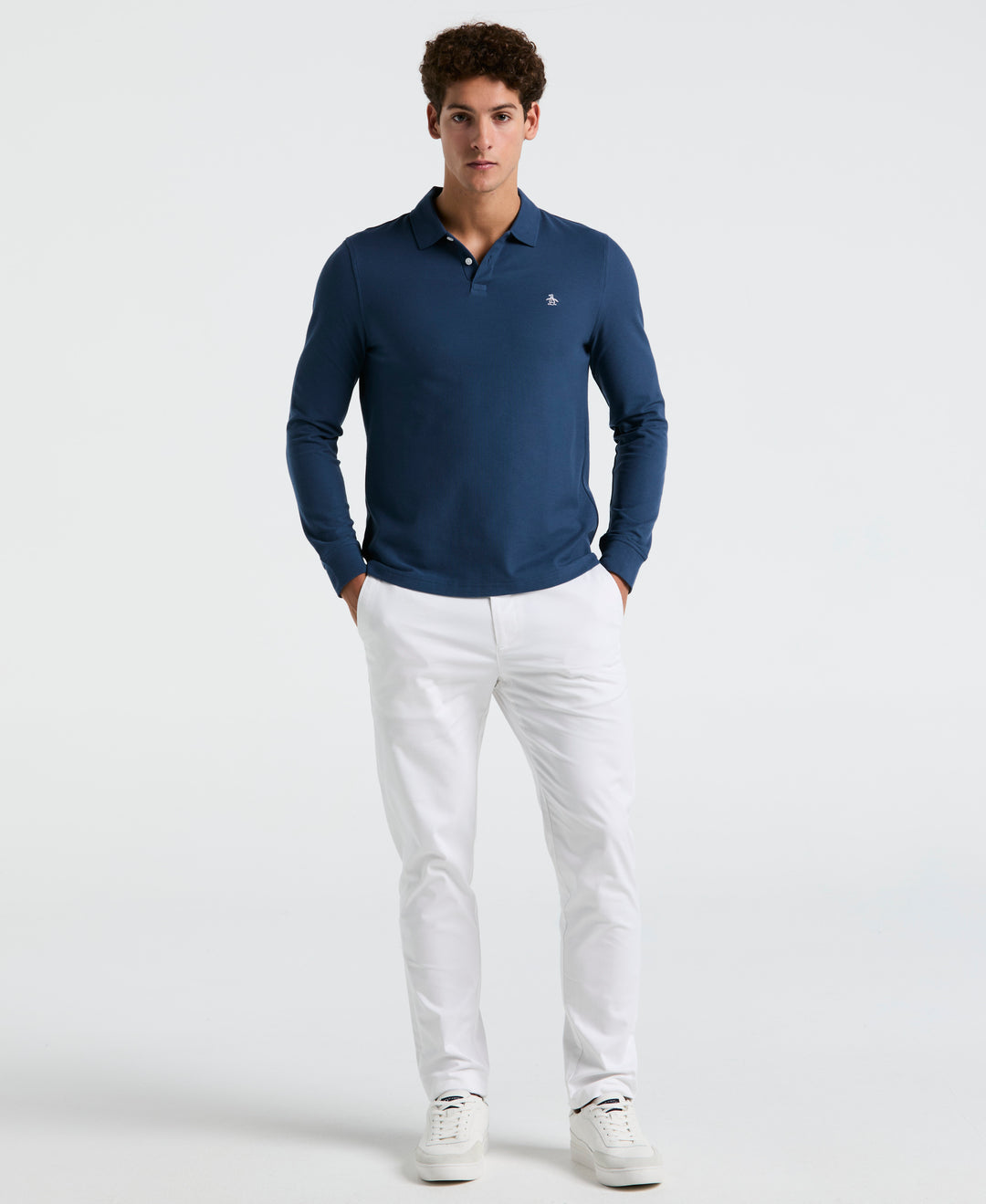 Long Sleeve Pique Polo (Rain Heather) 