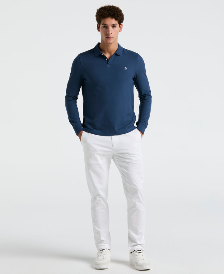 Long Sleeve Pique Polo (Rain Heather) 