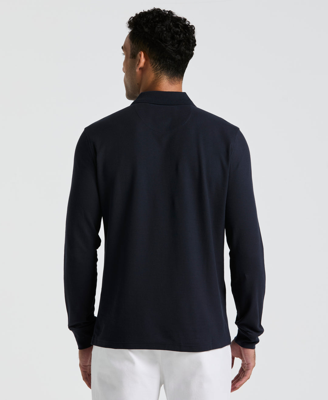 Long Sleeve Pique Polo (Dark Sapphire) 