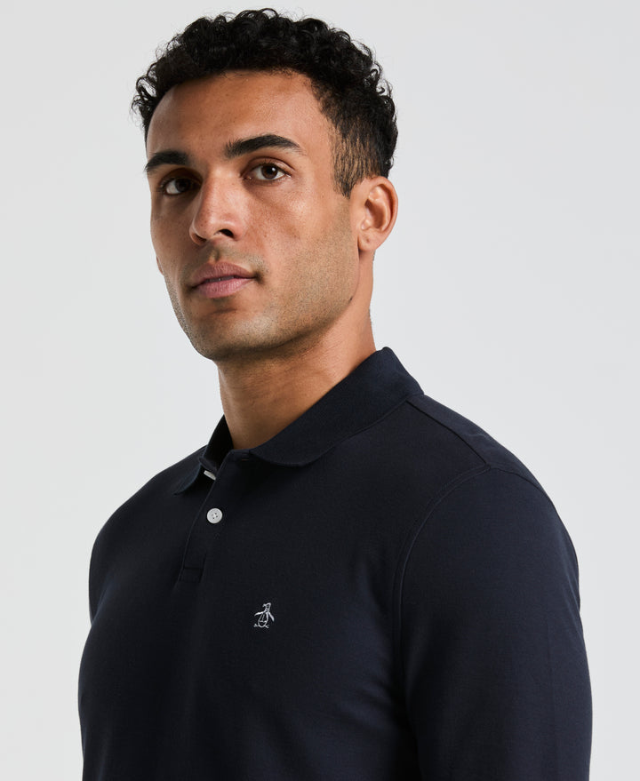 Long Sleeve Pique Polo (Dark Sapphire) 