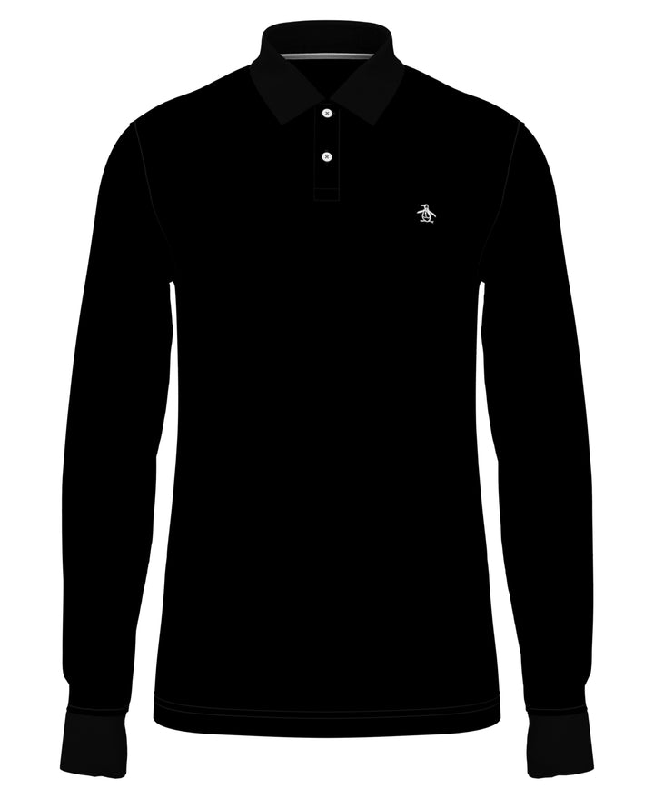 Long Sleeve Pique Polo (True Black) 