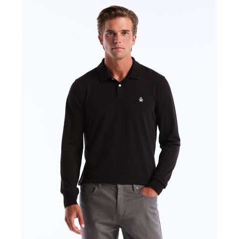 Long Sleeve Pique Polo-Polos-True Black-XS-Original Penguin