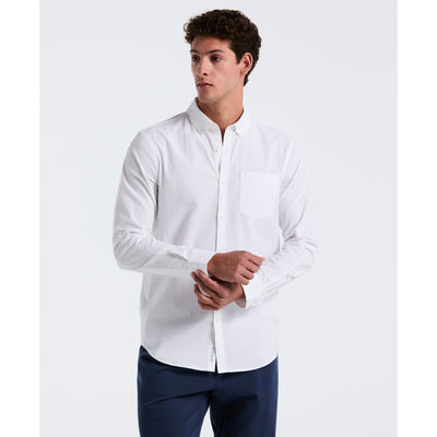 Long Sleeve Seersucker Stretch Solid Shirt (Bright White) 