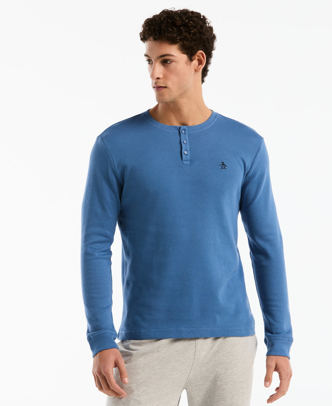 Long Sleeve Henley Shirt (Federal Blue) 
