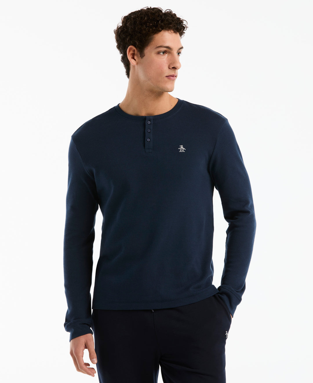 Long Sleeve Henley Shirt (Navy Iris) 