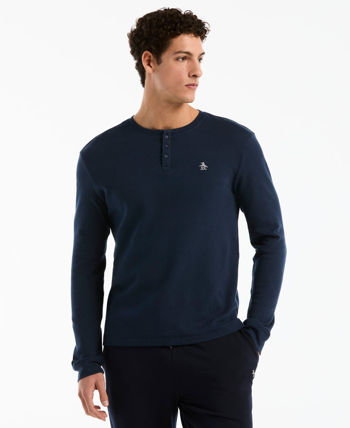 Long Sleeve Henley Shirt (Navy Iris) 