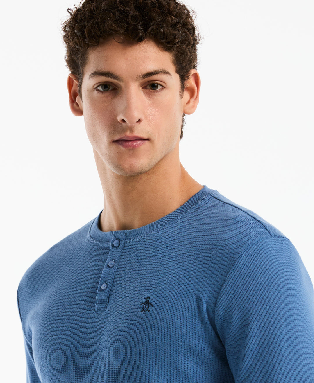 Long Sleeve Henley Shirt (Federal Blue) 