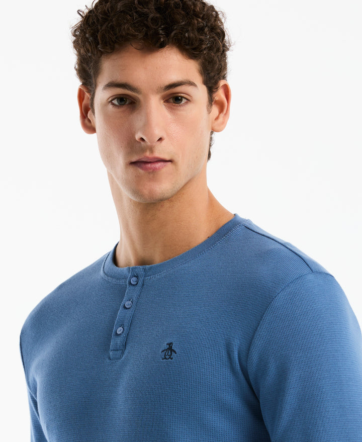 Long Sleeve Henley Shirt (Federal Blue) 